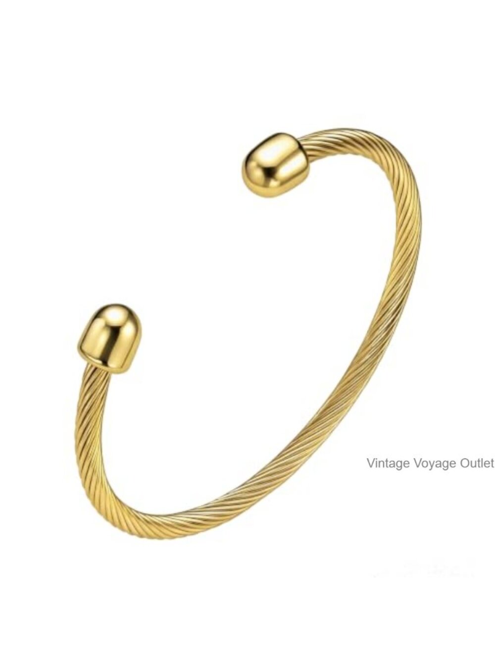 Stainless Steel Twisted Cable Open Cuff Bracelet Adjustable Unisex Jewelry